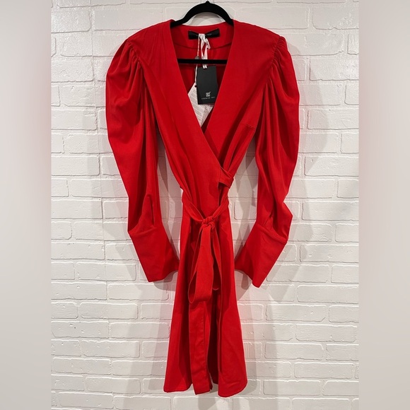 NEW Federica Tosi Poppy Red Wrap Midi Dress | New Federica Tosi Dress - Picture 3 of 10